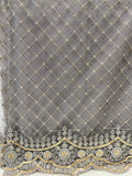 Grey chikankari lucknowi thread and sequin net embroidered dupatta 2650