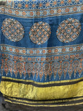 Indigo hand blocked ajrakh with zari border modal gaji printed dupatta 2031