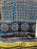 Indigo hand blocked ajrakh with zari border modal gaji printed dupatta 2031