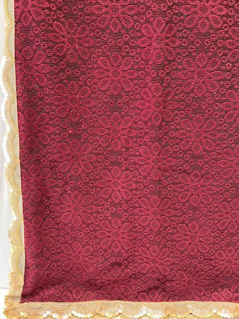 Maroon self design net lace embroidered dupatta 2676