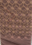 Brown with sequin allover Net Embroidered fabric 3256