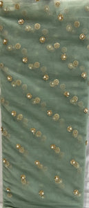 Green with sequin allover Net Embroidered fabric 5634