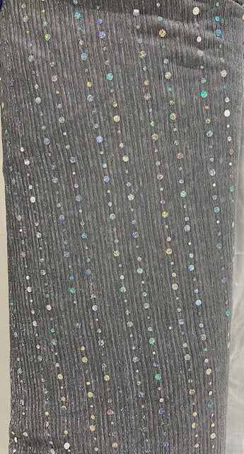 Grey with sequin allover net embroidered fabric 4133