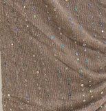 Brown with sequin allover Net Embroidered fabric 3121