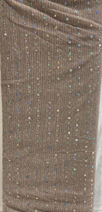 Brown with sequin allover Net Embroidered fabric 6011