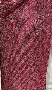 Red silver pleated crush 60" width stretchable fabric 7453