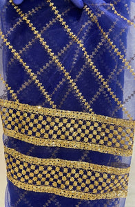 Blue sequin with allover net embroidered fabric 7123