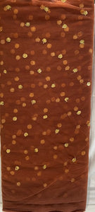 Brown with sequin allover Net Embroidered fabric 6712