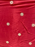 Red gota with thread work butta muslin embroidered fabric 1879