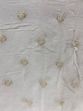 White dyeable sequin and thread butta georgette embroidered fabric 1889