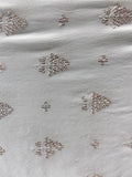 White dyeable sequin and thread butta georgette embroidered fabric 1898