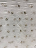 White dyeable faux mirror gota with thread butta georgette embroidered fabric 1908