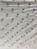 White dyeable faux mirror gota with thread butta georgette embroidered fabric 1914