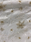 White dyeable zari and sequin allover upada silk embroidered fabric 1941