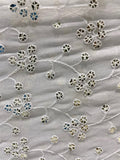 White dyeable sequin and thread georgette allover embroidered fabric 1897