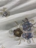 White dyeable multicolor sequin and thread butta georgette embroidered fabric 1894