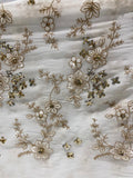 White dyeable sequin and thread allover georgette embroidered fabric 1896