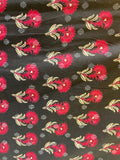 Black floral geometric cotton dobby printed fabric 3546