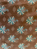 Brown floral geometric cotton dobby printed fabric 3549