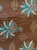 Brown floral geometric cotton dobby printed fabric 3549