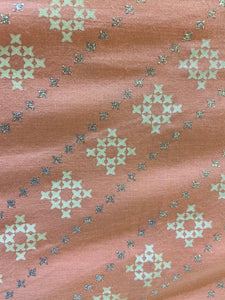 Peach geometric cotton printed fabric 3560