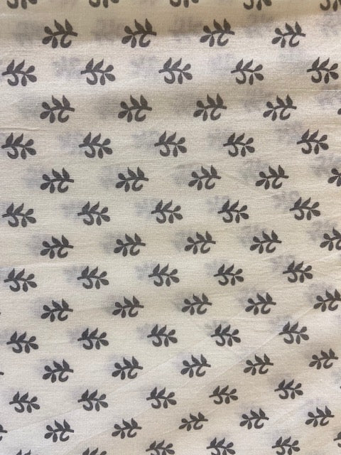 White geometric cotton printed fabric 3561