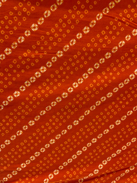 Orange  bandhani geometric cotton printed fabric 3592