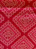 Pink bandhani geometric cotton printed fabric 3593