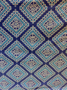 Blue bandhani geometric cotton printed fabric 3593