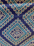 Blue bandhani geometric cotton printed fabric 3593