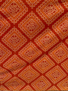 Orange bandhani geometric cotton printed fabric 3593