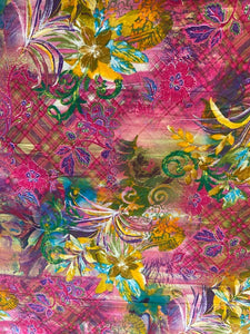 Multicolor abstract cotton printed fabric 3595