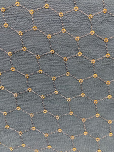 Bluish grey georgette thread and sequin all over embroidered fabric 1001