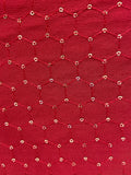 Red georgette thread and sequin all over embroidered fabric 1001