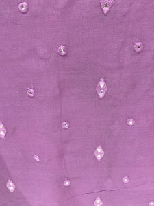 Lavender georgette thread and faux mirror butta embroidered fabric 2598