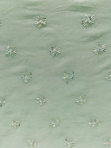 Pista  green thread and sequin butta georgette embroidered fabric 2569