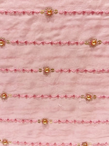 Light pink thread sequin and pearl all over georgette embroidered fabric 2111