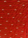 Red thread sequin and pearl all over georgette embroidered fabric 2111