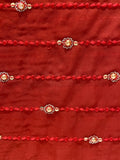 Red thread sequin and pearl all over georgette embroidered fabric 2111