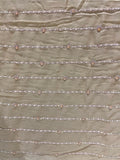 Beige sequin and pearl all over georgette embroidered fabric 2111