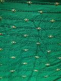 Bottle green thread sequin and pearl all over georgette embroidered fabric 2111