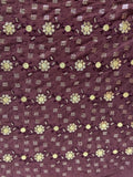 Wine sequin and thread all over chinon embroidered fabric 1002