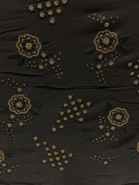 Black sequin and thread all over chinon embroidered fabric 1004