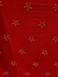 Red sequin and thread butta chinon embroidered fabric 1015