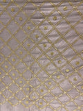 Muave sequin and zari butta chinon embroidered fabric 1055