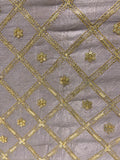 Muave sequin and zari butta chinon embroidered fabric 1055