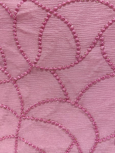 Onion pink sequin and thread butta chinon embroidered fabric 1058