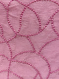 Onion pink sequin and thread butta chinon embroidered fabric 1058