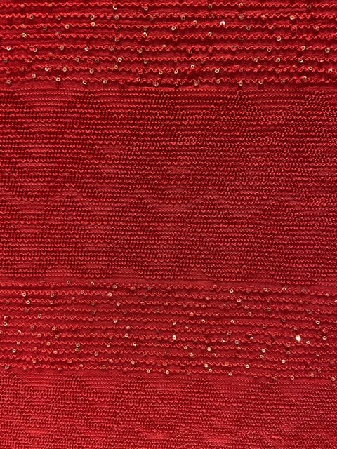 Red sequin and thread all over georgette embroidered fabric 11824