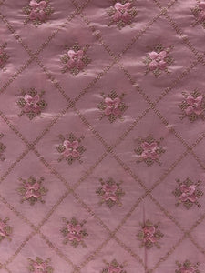 Pink sequin and thread all over upada silk embroidered fabric 6522